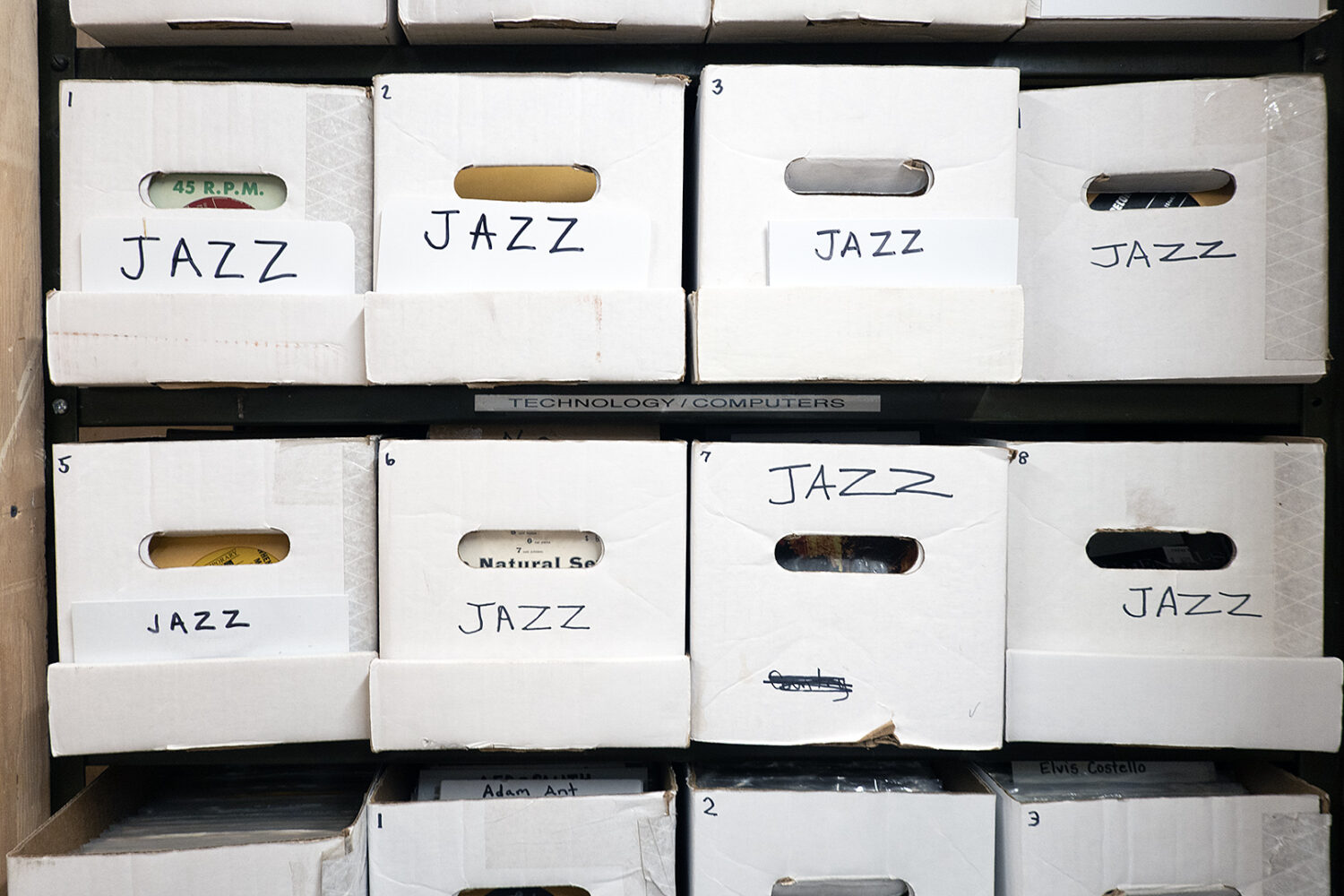 Boxes of Jazz 45s at Bop Shop
