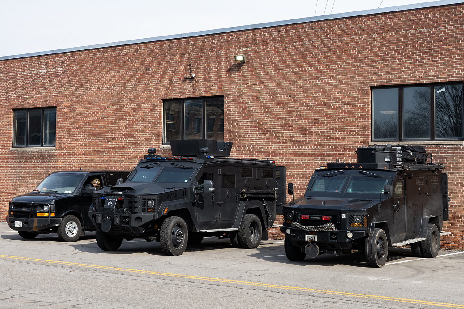 Armed vehicles at Town Hall