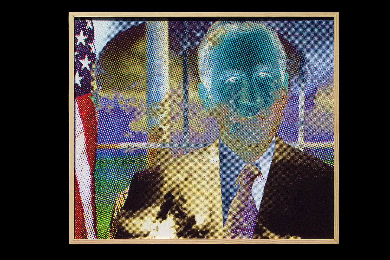 "Atomic Jihad," digital collage, glassine print by Paul Dodd, 40"w x 30"h 2002