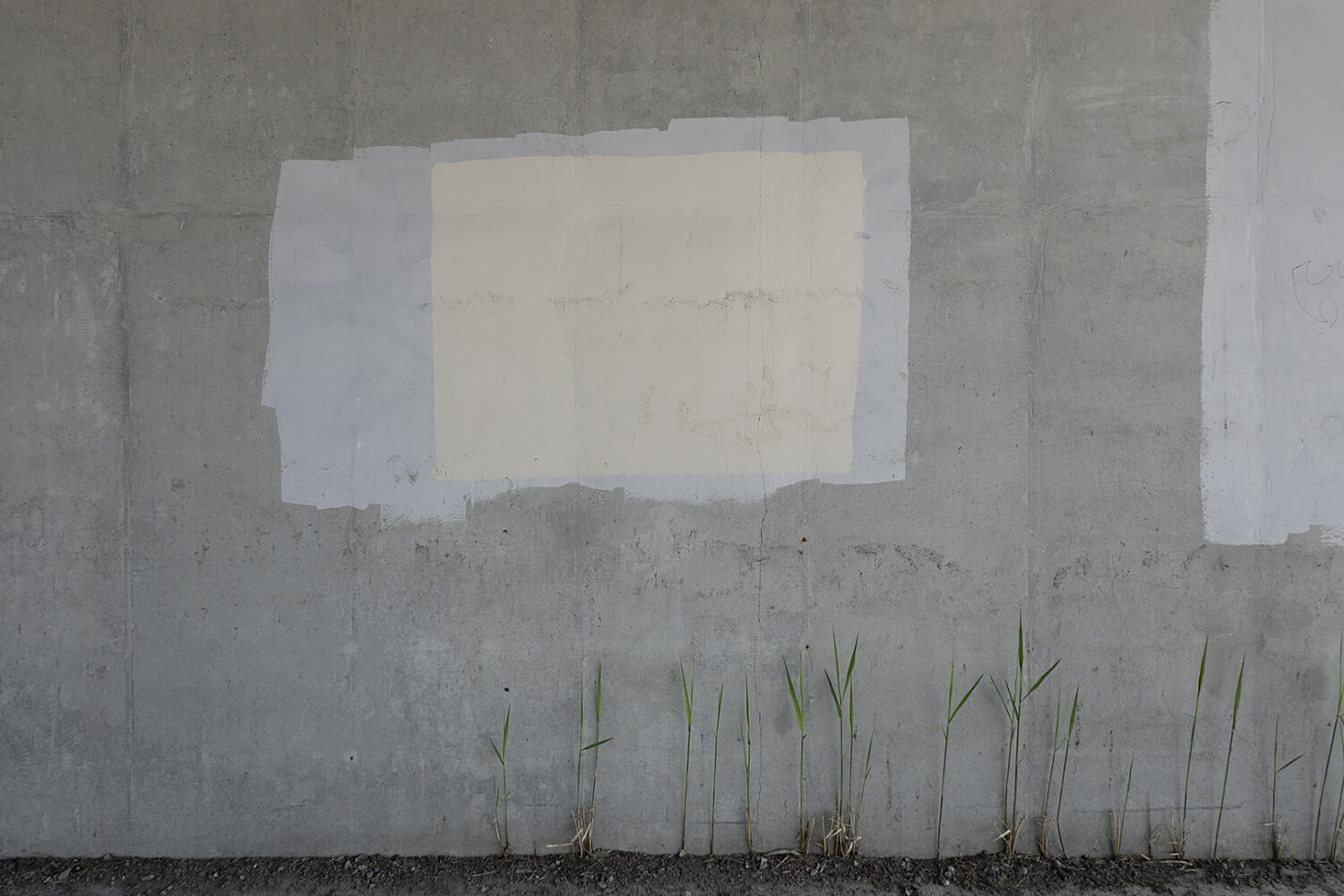 Graffiti cover-up paint on wall under Expressway on East Ridge Road