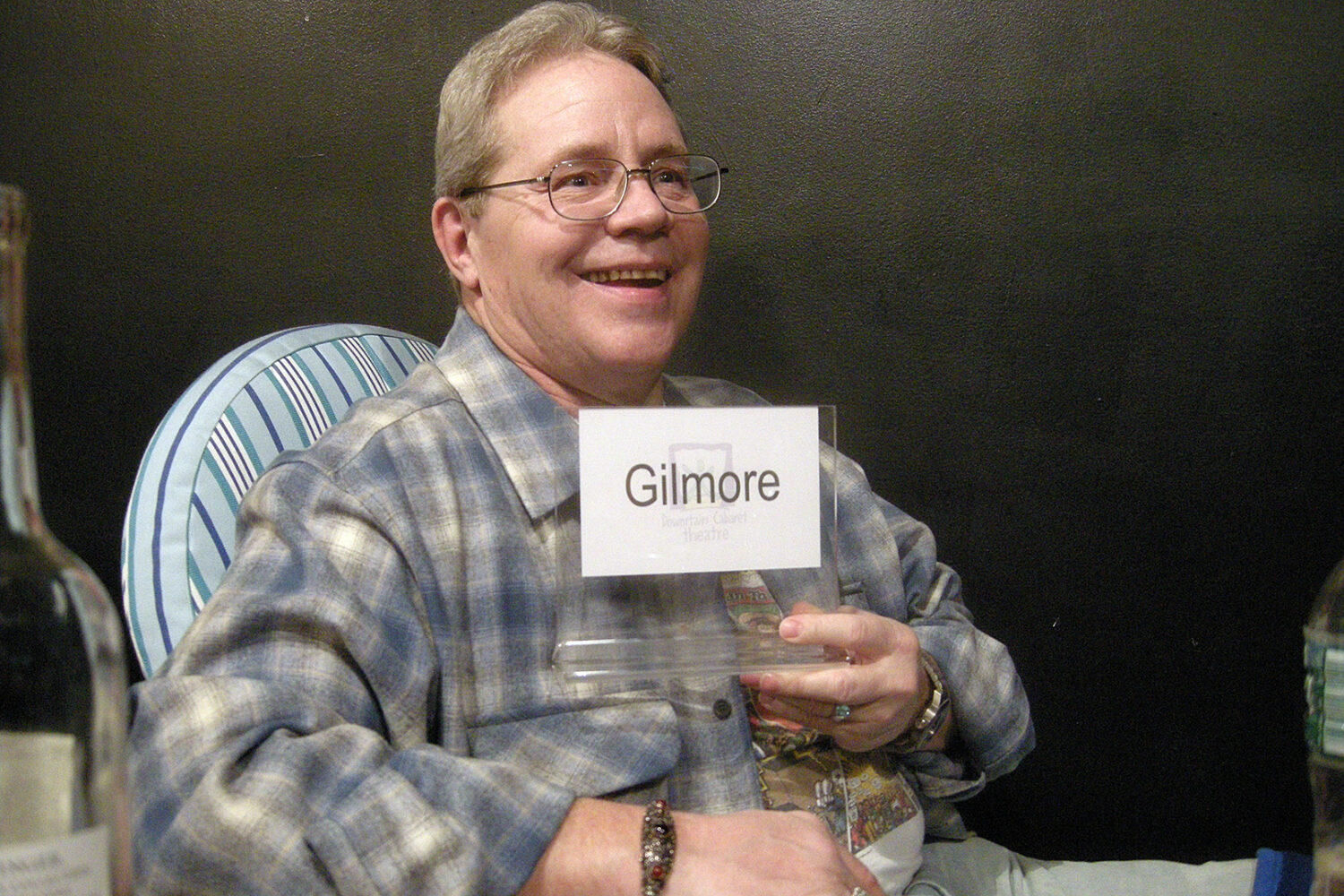 Gilmore with sign