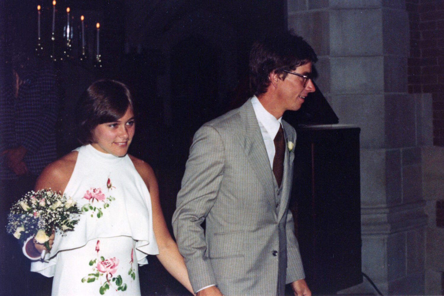 Peggi and. Paul leaving the chapel in 1976