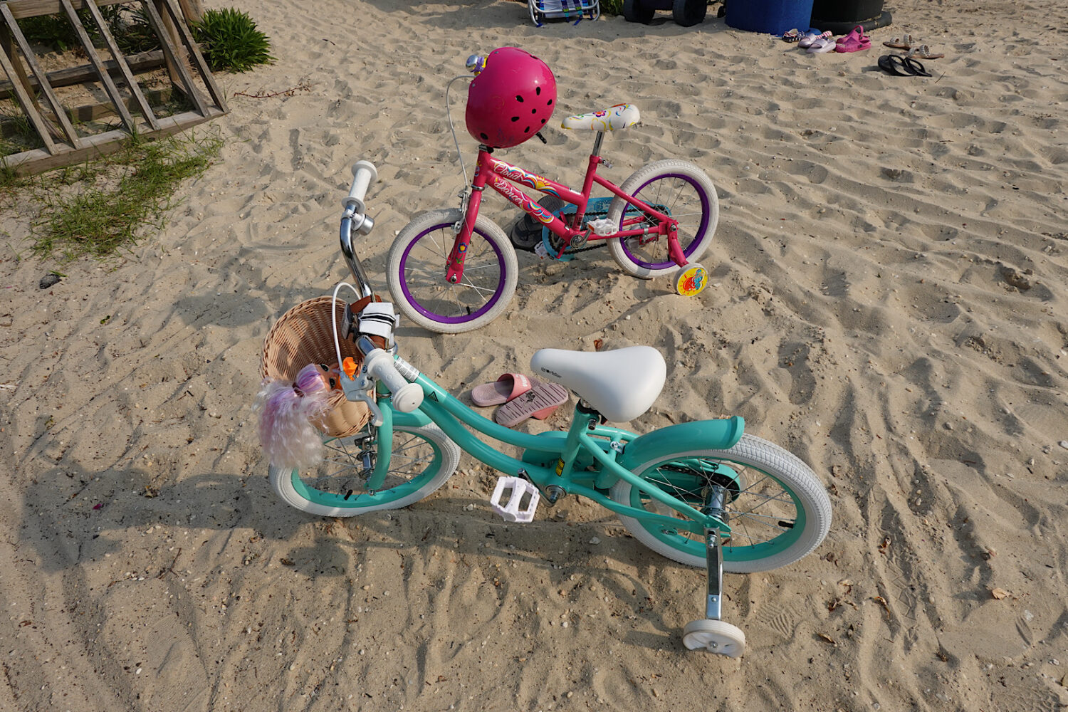 Two bikes at east end of Sixth Street Beach Haven NJ
