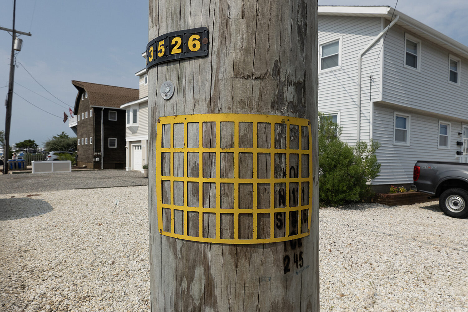 Reflector on utility pole on Long Beach Island