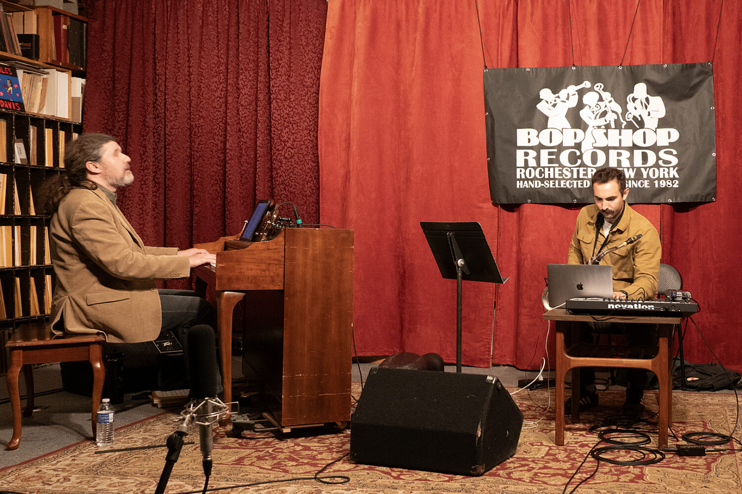 Jake Wark and Michael McNeill performing at the Bop Shop during Fringe Festival