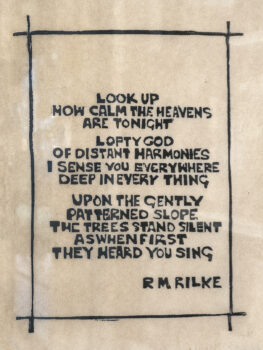 Leo Dodd Lino cut print of RM Rilke poem