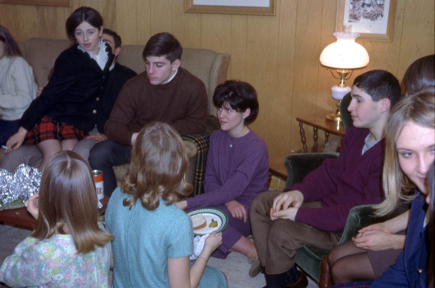 Cast party for high school play. Laurice Densmore upper left, Dennis Pavone, Rick Bundi, Shirley Zimmer and Irene Palermo 1967. Photo by Leo Dodd.