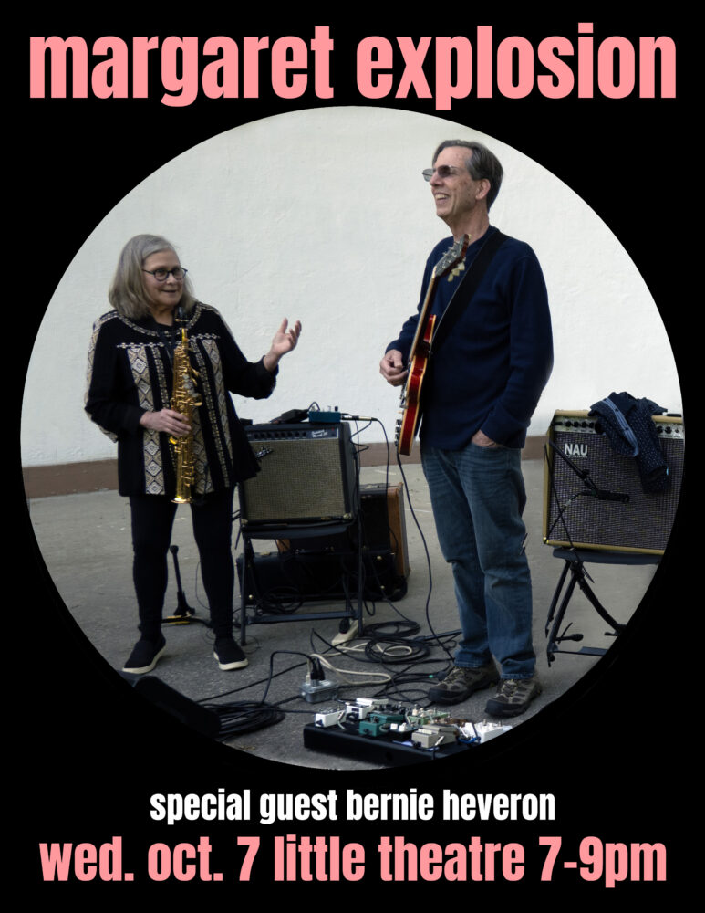 Poster for Margaret Explosion performance at the Little Theatre Café on Wednesday, October sober 7, 2026
